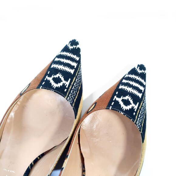 Casadei Shoes Pointed Toe Slingback Kitten Heels in Tribal Print Size 7.5 - Picture 6 of 11